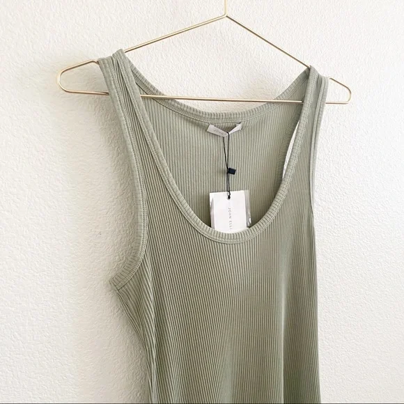 John Elliott Cotton Ribbed Tank Dress Chaparral Sage Green NWT L - Picture 5 of 9